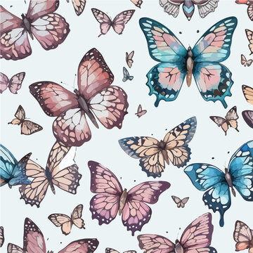 Seamless Pattern of Butterflies. Butterfly Wonderland Whirl