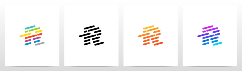 Lines Diagonal Stripes Letter Logo Design R