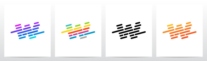 Lines Diagonal Stripes Letter Logo Design W