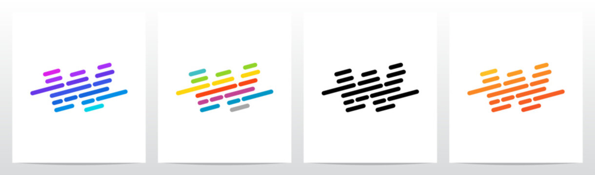 Lines Diagonal Stripes Letter Logo Design W