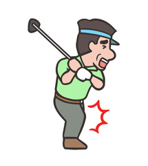 ゴルフスイングで膝関節を痛めた中年男性