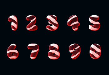 Sweet, candy text. Alphabet. Jelly text effect. 3d text style effect. Numbers