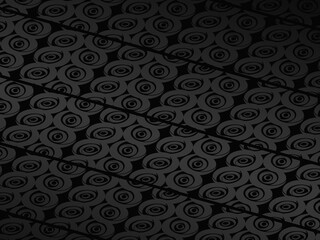 Black metal texture steel background. Luxurious steel ornament. Perforated metal sheet.