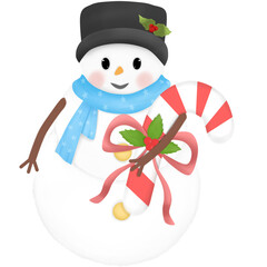 Snowman with candy cane