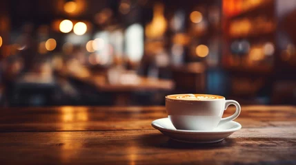 Foto op Canvas Blurred background photo of a coffee shop © sirisakboakaew