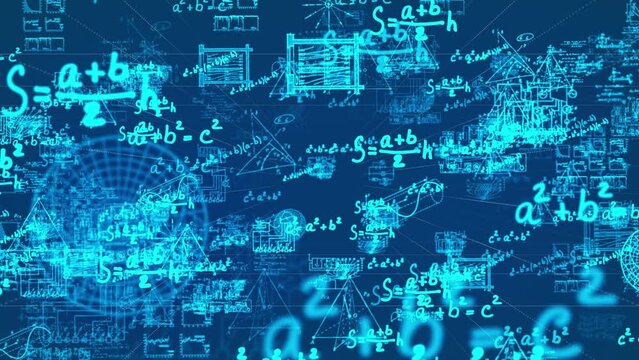 Scientific research and mathematical, physical and chemical formula calculation icon elements