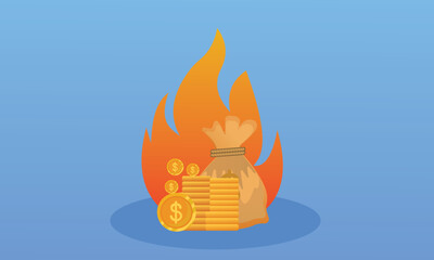 Inflation icon.on blue background.Vector Design Illustration.