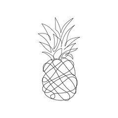 Abstract pineapple one line drawing. Continuous line vector illustration - 649142353