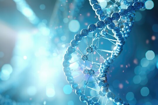 DNA strand with blue cells