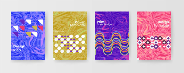 Cover Design template collection set for Company identity. Minimal brochure layout. Corporate Business report presentation. A4 geometric abstract marble ink page. vector illustration bundle