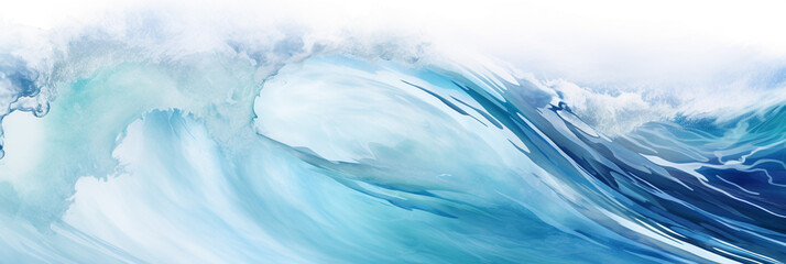 Abstract blue and white ocean wave web banner as backdrop for copy space text