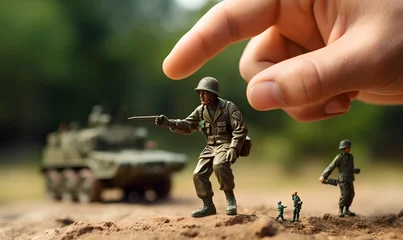Fotobehang hand set war concept toy soldiers set, ai generative © Miftah