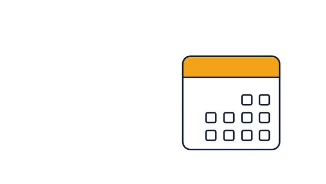 animated calendar icon in orange with several small boxes