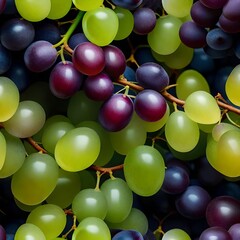 Image of a luscious bunch of grapes of various colors. Green, purple.