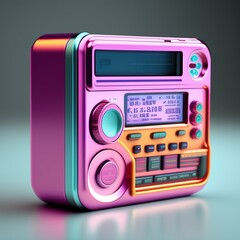 vintage personal handheld computer device, 1990s, c4d render, vaporwave aesthetic, product photography,