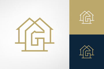 The letter G logo that forms a houses. Simple and sophisticated logo. Suitable for real estate companies.