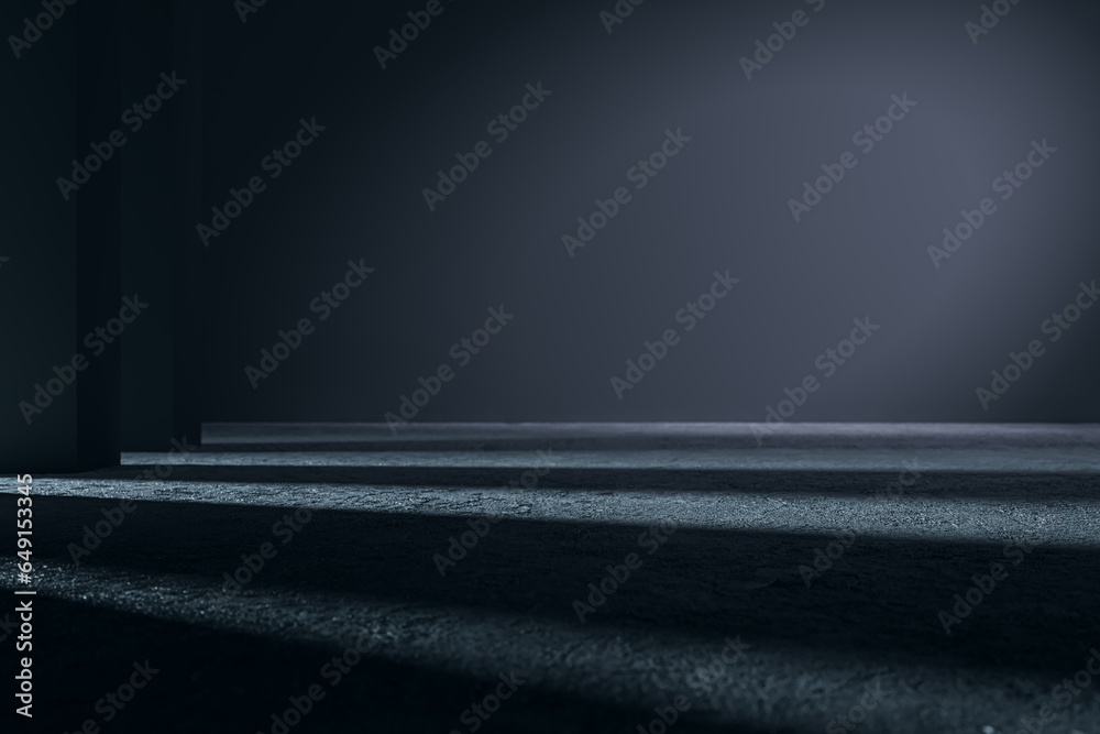 Poster modern interior with concrete flooring and mock up place on wall. 3d rendering.
