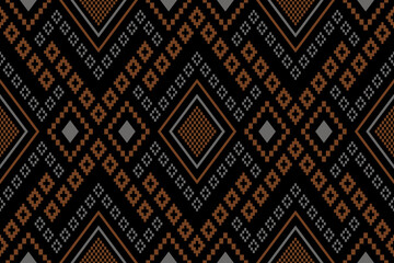 Nature vintages cross stitch traditional ethnic pattern paisley flower Ikat background abstract Aztec African Indonesian Indian seamless pattern for fabric print cloth dress carpet curtains and sarong