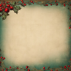 vintage christmas greeting card, christmas border vintage concept,square format