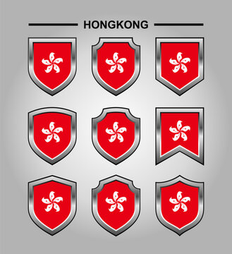 Hongkong National Emblems Flag and Luxury Shield