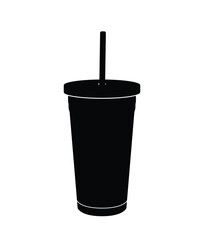 Stainless steel tall cup with straw silhouette, tea and hot drinks Cup icon