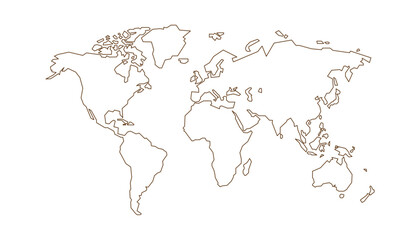 World map with lines on a white background. Linear Earth symbol for graphic design.