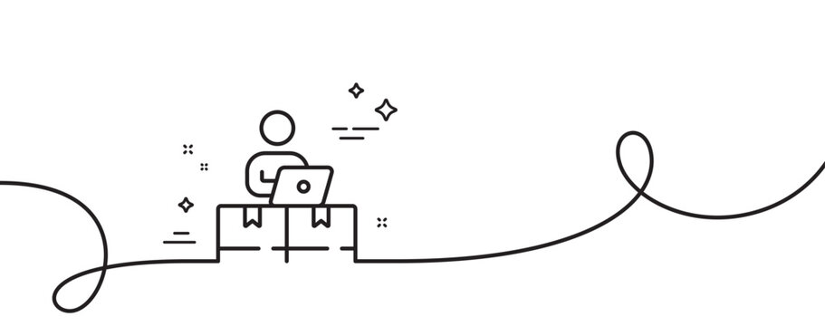 Online storage line icon. Continuous one line with curl. Internet delivery sign. Mobile device service symbol. Online storage single outline ribbon. Loop curve pattern. Vector
