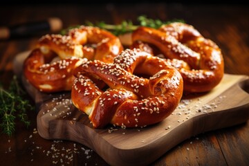 Freshly baked homemade pretzels - obrazy, fototapety, plakaty