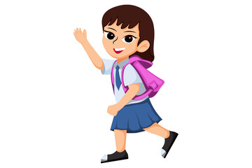 Cute Student Girl Character Illustration