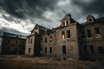 Fototapeta na wymiar old abandoned asylum house