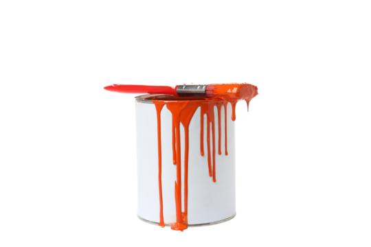 PNG, Сan with red paint and brush, isolated on white background