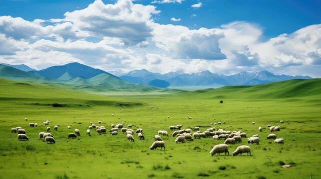 landscape kazakh nomadic pastures illustration summer grass, tourism pasture, stan yurt landscape kazakh nomadic pastures