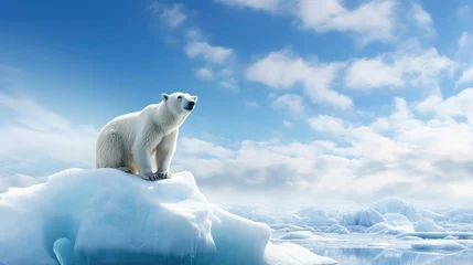 Deurstickers nature polar bear on illustration wild mammal, predator north, canada winter nature polar bear on © sevector