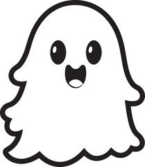Halloween Cute Ghost Skeleton creepy character scary creature with skull and bones isolated on white background silhouette vector  