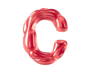 Letters made of bizarre balloons. 3d illustration of red alphabet isolated on white background