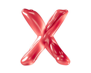 Letters made of bizarre balloons. 3d illustration of red alphabet isolated on white background