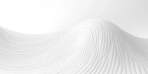 Deurstickers Abstract 3D Background, white grey wavy waves flowing ripple surface © Slanapotam