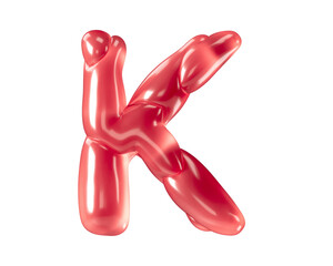 Letters made of bizarre balloons. 3d illustration of red alphabet isolated on white background