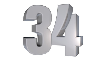 clean white3d number 34