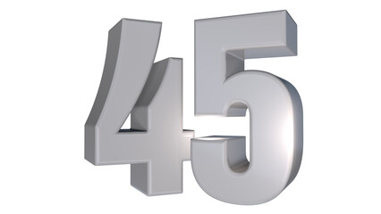 clean white3d number 45