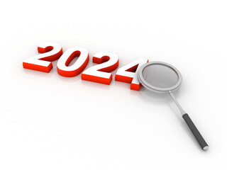 3d illustration 2024 New Year search concept

