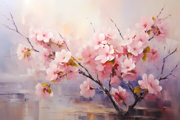 Impressionist Style Sakura Blossoms in Japan