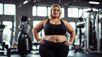 Fototapeta na wymiar Confident Curvy Woman Working Out in the Gym.