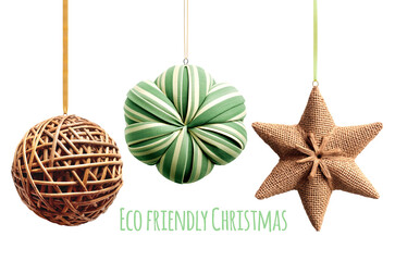 Eco friendly Christmas. Homemade Christmas ornaments made of natural biodegradable materials....