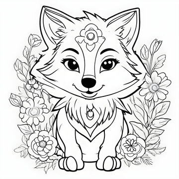 Kawaii Cute Cartoon Wolf Coloring Pages