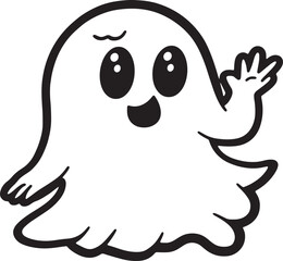 Halloween Cute Skeleton Ghost Skeleton creepy character scary creature with skull and bones isolated on white background silhouette vector  