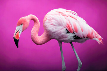 Vivid Flamingo Artistry, Coral and Fuchsia Delight, AI Generated