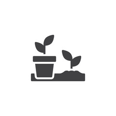 Seedlings pot vector icon