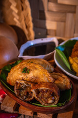 a wooden plate containing 