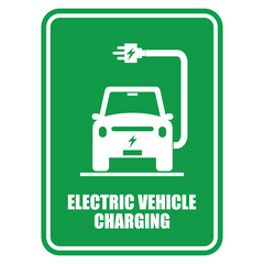 Electric Vehicle Charging, green sign vector